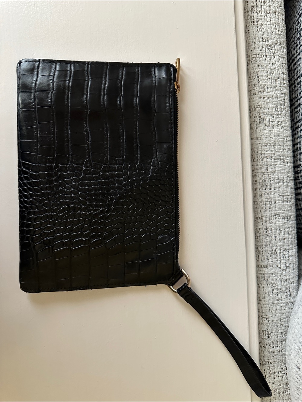 a new day Black Croc-Embossed Wristlet Clutch